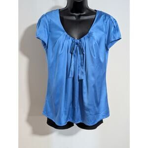 Express Design Studio Satin Blouse Top Cap Sleeve Tie Front Size Small
